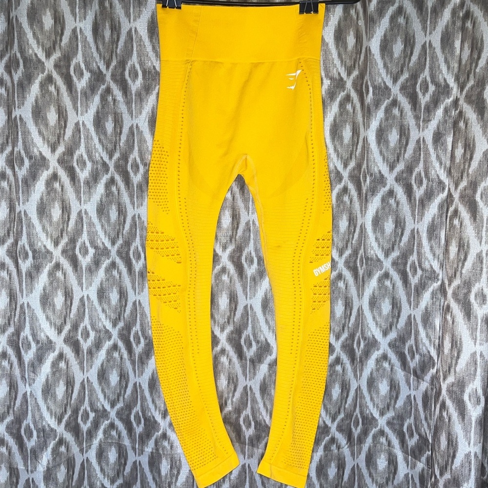 Yellow Gym Shark Leggings - Small Stain (untreated)